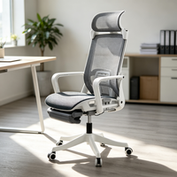 Chaise de bureau ergonomique à dossier haut en maille avec support lombaire, pivotante, avec appui-tête