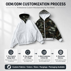 Felpa con Cappuccio Reversibile Personalizzata da Uomo, Giacca in Pile Pesante a Doppio Lato, Oversize Stile <span class=keywords><strong>Y2K</strong></span> Streetwear - Product Image 4