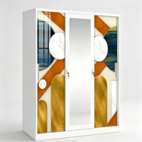 Armoire métallique imprimée pour chambre à coucher, meuble de rangement en acier ignifuge et étanche, logo personnalisé, montage facile
