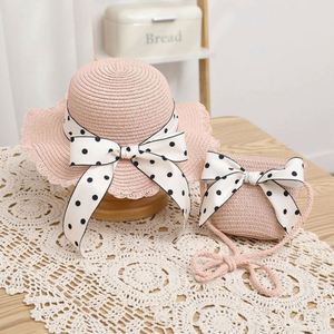 2024 New Arrival Summer Girls Bowknot Children Straw Bag Beach Hats <b>Cute</b> Kids Straw Hat With <b>Purses</b> Sets - Product Image 6