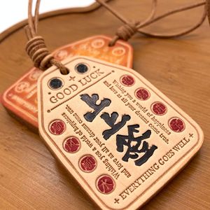 Porte-clés porte-bonheur en cuir véritable couleur naturelle, breloque de sac, ornement pour rétroviseur de voiture - Product Image 4