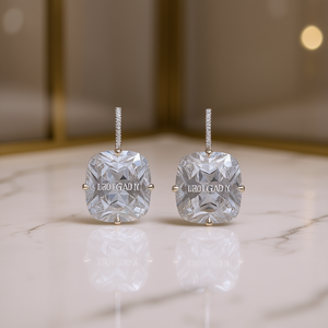 Pendientes de Diamantes Lao Lady, Corte Cojín, Oro Blanco, Color D Natural, Certificados por GIA, Joyería de Lujo para Mujer, para Boda - Product Image 2