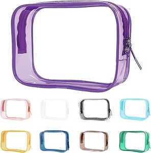Transparent PVC Makeup Bag Zipper Cosmetic <b>Pouch</b> Portable Small Clear Toiletry Bag for <b>Travel</b> Multi Colors - Product Image 1