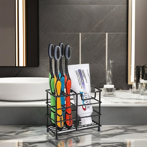 Miglior prezzo Design di tendenza fatto a mano in <span class=keywords><strong>acciaio</strong></span> inox spazzolino da denti in metallo alla rinfusa <span class=keywords><strong>porta</strong></span> spazzolino da denti per il bagno set di decorazione - Product Image 2