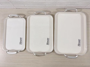 Bandeja de Servir de Plástico Biodegradable de Estilo Nórdico, Diseño Rectangular de Lujo para Platos, 3 Piezas, Dorada, Venta al por Mayor - Product Image 4