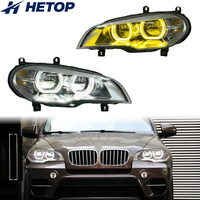 Phares HETOP E70 2007-2013, pièces automobiles bicolores, LED X5 jaune et blanc, Plug and Play, interrupteur DRL, style IKON pour BMW