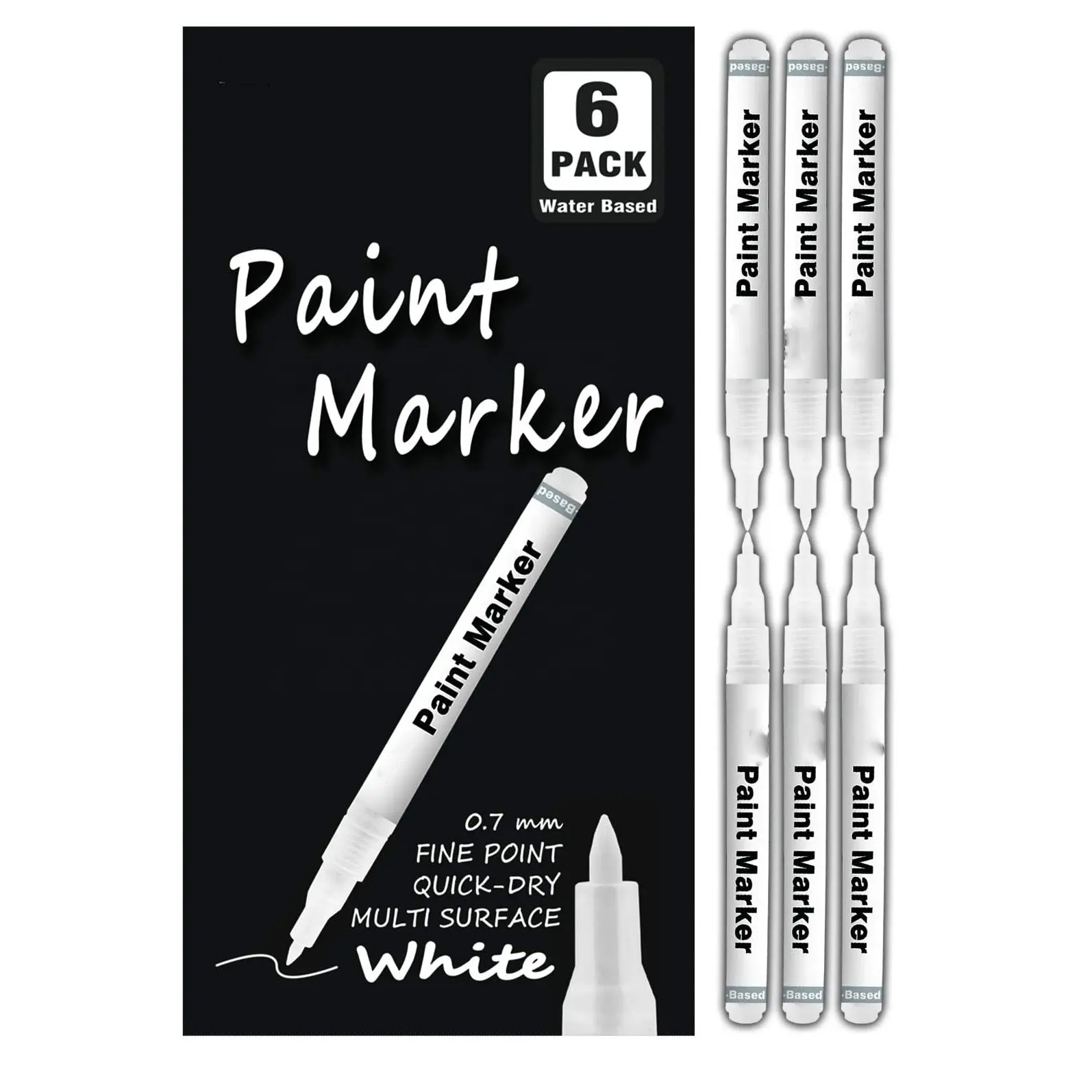 Белой краской ручка 6 шт 0,7 мм акриловый белый Перманентный маркер белой краской ручки наборы для древесины рок из пластической кожи стекло камень встретил