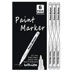 Белой краской ручка 6 шт 0,7 мм акриловый белый Перманентный маркер белой краской ручки наборы для древесины рок из пластической кожи стекло камень встретил