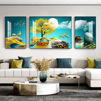 Image imprimée nordique moderne 5D, arbre de cerf doré, décorations de maison pour salon, art mural, peinture en porcelaine en cristal