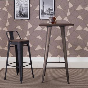 โต๊ะบาร์ไม้หน้าโลหะสำหรับร้านอาหารกลางแจ้งสไตล์บิสโทร - Product Image 1