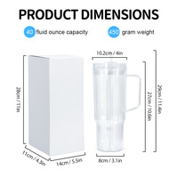 Gobelet à eau en plastique à double paroi de grande capacité de 40 oz sans BPA, de qualité alimentaire, à faire soi-même, avec paille et bouchon
