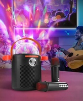 Enceinte karaoké Bluetooth portable avec deux micros sans fil, lumières de scène et changeur de voix, appels mains libres