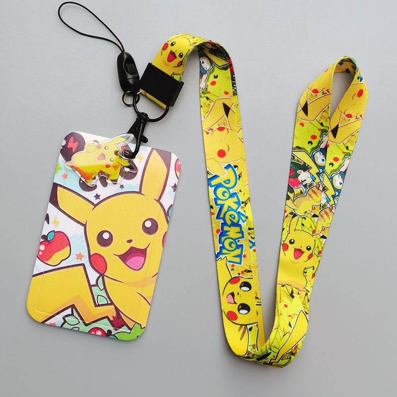 Lovely Cartoon Pokemoned Plastic Anti-Lost Card Holder Custom Polyester Lanyards Kids Gift Custom Student ID Badge Card Case Image 3