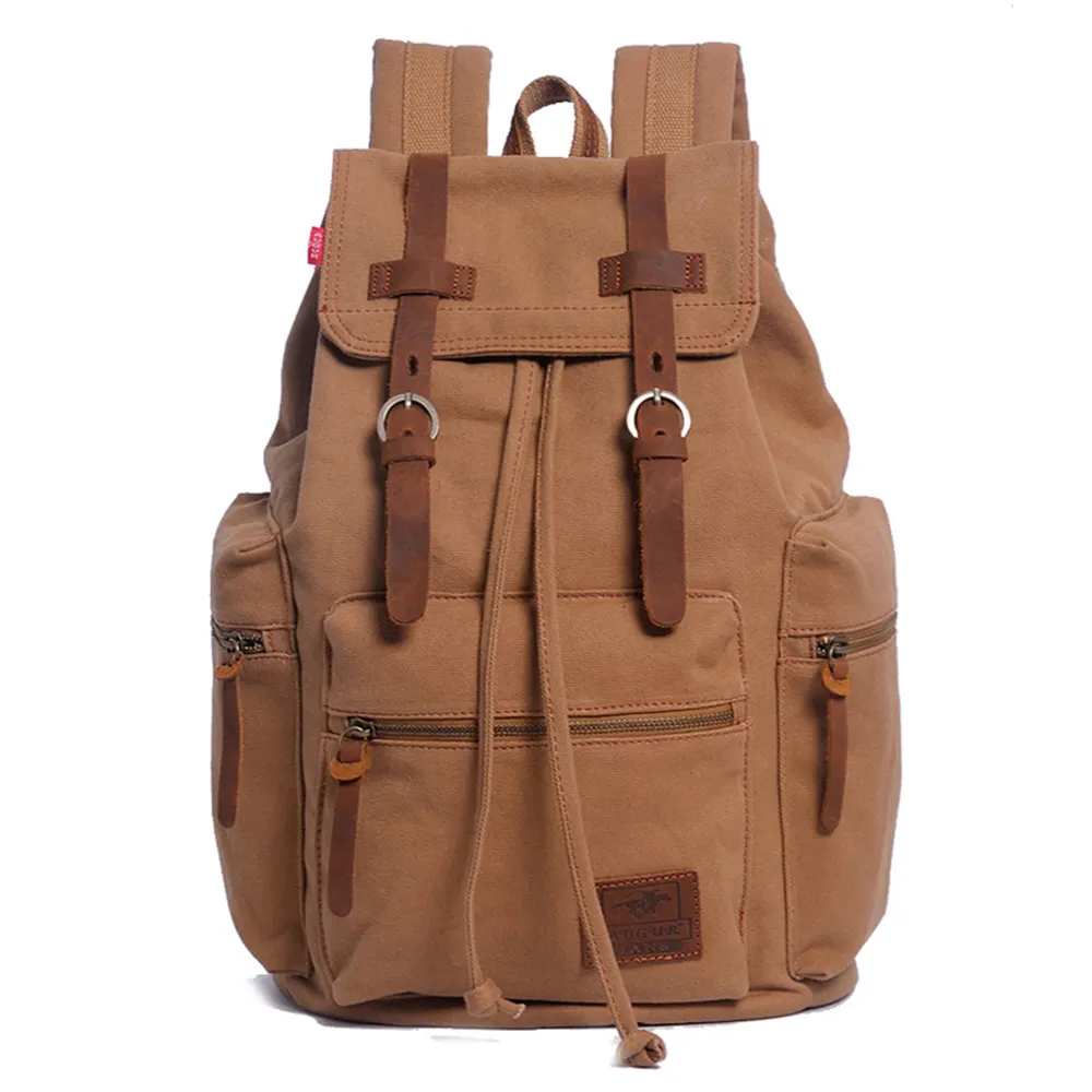 High Quality Large-Capacity Wear-Resistant Shock-Resistant Waxed Canvas Backpack for Men Outdoor Activities