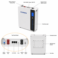 Batterie murale LiFePO4 5,12 kWh 51,2 V 100 Ah pour stockage d'énergie domestique, idéale pour les systèmes solaires résidentiels (vente en gros)