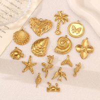 Étanche cocotier Rose étoile de mer conque sirène queue breloques en acier inoxydable vie marine pendentifs pour la fabrication de bijoux à bricoler soi-même