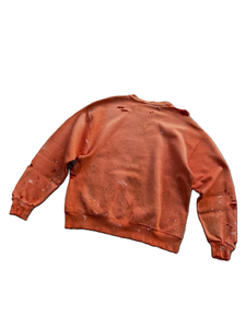<span class=keywords><strong>Felpa</strong></span> girocollo da uomo vintage lavata <span class=keywords><strong>arancione</strong></span> effetto distressed con schizzi di vernice, top <span class=keywords><strong>oversize</strong></span> streetwear - Product Image 3