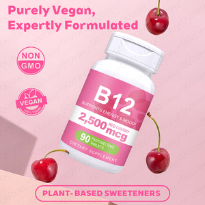 Fabricant direct, <span class=keywords><strong>vitamine</strong></span> <span class=keywords><strong>B12</strong></span>, soutient l'énergie et l'humeur, 100% végétalien, <span class=keywords><strong>B12</strong></span> cerise rouge, 2 500 <span class=keywords><strong>mg</strong></span>, comprimés à dissolution rapide pour adultes - Product Image 5