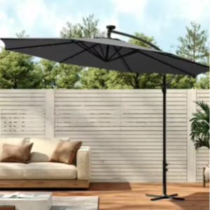 Parasol moderne inclinable, réglable, pliable, grand modèle 3m, couleur et taille personnalisées, éclairage solaire extérieur pour patio - Product Image 2