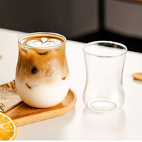 Tasses à café glacé en verre borosilicate transparent de haute qualité, personnalisables avec logo, 7oz, 8oz, 12oz, pour boissons froides, lait, soda, latte