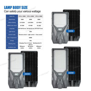 Intelligente All-in-One Solar-Straßenlaterne 100W 200W 300W Fernbedienung Lichtzeitschaltung Hocheffizientes Solarpanel - Product Image 3