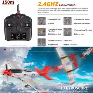 Wltoys-avión acrobático A280, 2,4G, 3D, 6G, giroscopio, 4 canales, 7,4 V, LiPo, LED, remoto, 4 canales, Control de Radio, sin escobillas, espuma EPP, Avión <span class=keywords><strong>RC</strong></span> <span class=keywords><strong>P51</strong></span> - Product Image 4