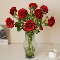 Fleurs artificielles de renoncules, nouvelle tendance, pour mariage et décoration intérieure, fleurs de renoncules au toucher réel, 3 têtes, camélias au toucher réel
