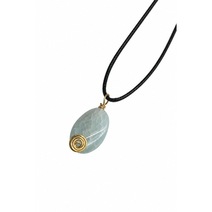 Kalung Liontin Batu Permata Berlapis Kawat dengan Spiral Emas, 6 Varietas Kristal, Tali Hitam, Perhiasan Boho - Product Image 2