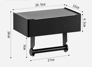 Portarotolo di carta igienica nera in acciaio inossidabile con rotolo di tessuto metallico con ripiano e coperchio della scatola di <span class=keywords><strong>salviette</strong></span> umidificate e conservazione del cassetto - Product Image 5
