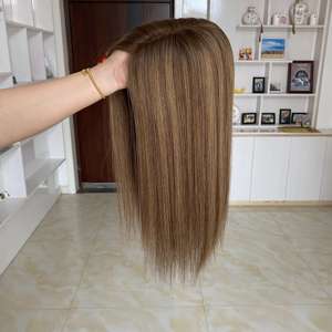 Topper capillaire pour femme en cheveux humains européens, base monofilament nouée à la main, couleur naturelle, pour alopécie - Product Image 6