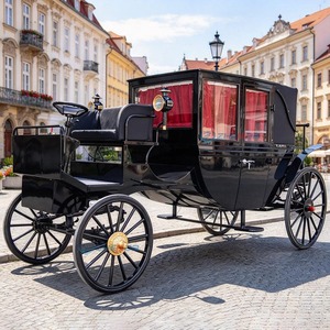 Calèche royale électrique noire avec sièges rouges personnalisables pour visites touristiques, calèche vintage à chevaux - Product Image 5