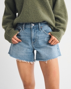Shorts en jean taille haute pour femme Leduo, nouveau style personnalisé, bleu clair, ourlet effiloché, pour tous les jours - Product Image 3