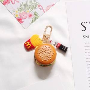 Lindo llavero de resina plástica con diseño de hamburguesa y papas fritas, colgante DIY hecho a mano, llavero creativo para coche, adorno personalizado para bolso, regalo - Product Image 5