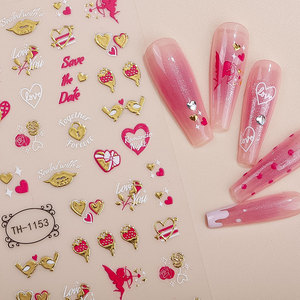 2025 nueva serie <span class=keywords><strong>del</strong></span> Día de San Valentín, calcomanías acrílicas de oro rojo para decoración de <span class=keywords><strong>uñas</strong></span>, pegatinas para decoración de <span class=keywords><strong>uñas</strong></span> 3D de <span class=keywords><strong>amor</strong></span> de flores rosas - Product Image 1