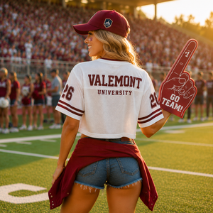 Camiseta Deportiva Corta Personalizada de Fútbol Americano para Mujer, Estilo Vintage, para Eventos y Fiestas - Product Image 2