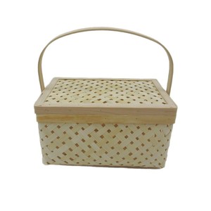 Seeing Flowers Through The Fog Bamboo Woven Storage <b>Basket</b> 30x20x16cm With Handle For Gift <b>Picnic</b> Wedding - Product Image 2
