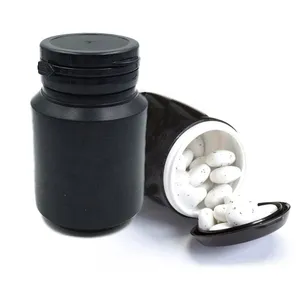 100cc HDPE Black Pull Ring Plastic Pill Bottle with Flip Top Cap Black White Capsules Container with Tear Off Pull-ring Cap