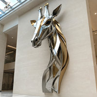 Escultura de Cabeza de Elefante de Acero Inoxidable Espejado, Arte Animal Metálico Moderno para Montar en la Pared, Decoración para Vestíbulo de Hotel, Centro Comercial, Villa
