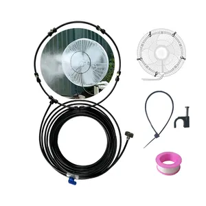 Fan Misting Kit with Ball Valve Control 32.8FT(10M) Misting Line & 5 Removable Brass Nozzles Galvanized Misting Fan Cooling