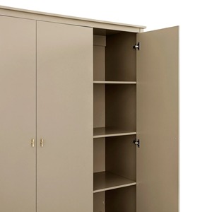 Armadio Moderno in Legno a 3 Ante con Asta Appendiabiti, Ripiani Regolabili e Maniglie Dorate <span class=keywords><strong>per</strong></span> Camera da Letto - Product Image 3