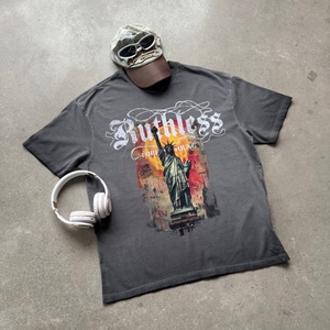 T-shirt Homme Tendance Style Hip Hop Vintage Délavé 100% Coton Coupe Droite Streetwear Imprimé Graphique Respirant Anti-Boulochage Manches Courtes - Product Image 1