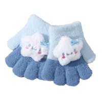 Gants d'automne/hiver pour enfants à thème Kuromi pour filles et garçons, chauds, doublés polaire, motif dessin animé, en coton/spandex, tricotés