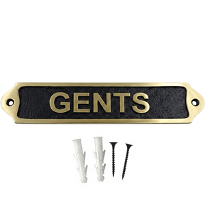 Brass Gents Restroom Door Sign Decorative Metal Toilet <b>Name</b> <b>Plate</b> Wall Mounted Washroom Plaque Hotel Office Bathroom Sign - Product Image 1