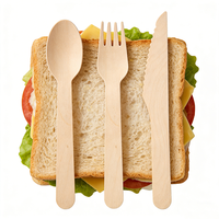 Prix de gros, ensemble de couverts en bois de 140 mm/160 mm, cuillère, fourchette, couteau en bois jetables pour les fêtes, les restaurants, les dîners