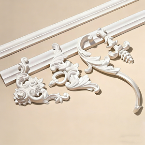 Rosace d'angle en PU de style européen à relief élevé pour la décoration de hall d'hôtel, <span class=keywords><strong>moulure</strong></span> d'angle en PU pour les coins de plafond intérieurs - Product Image 2