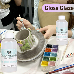 Vernis <span class=keywords><strong>à</strong></span> argile séché <span class=keywords><strong>à</strong></span> l'air 200ml Vernis <span class=keywords><strong>à</strong></span> haute brillance Glaçure <span class=keywords><strong>en</strong></span> céramique Scellant <span class=keywords><strong>à</strong></span> l'argile transparente avec pinceaux pour l'artisanat de la poterie Peinture acrylique - Product Image 2