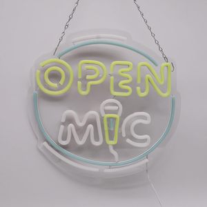Open Mic Letreros Neon LED indoor hanging ambient light shop <b>sign</b> wall decoration light entrance indicator light luminous <b>sign</b> - Product Image 6