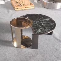 Ensemble de tables basses gigognes modernes et durables avec plateau en verre et structure en acier inoxydable pour salon, villa, hôtel et appartement
