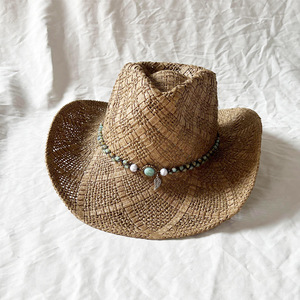 Wholesale Rolling Fashionable Beach <strong>Hat</strong> Hand Woven Large Brim Sunshade Men Women Summer Paper Straw Western <strong>Cowboy</strong> <strong>Hat</strong> - Product Image 3