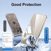 Étui de téléphone portable en verre trempé de luxe pour iPhone 16 15 14 13 12 11 Pro Max Plus couvercle de Protection de caméra d'objectif en verre